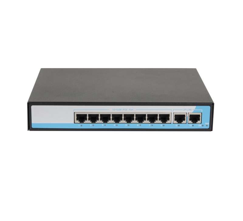 Коммутатор неуправляемый 8PoE(802.3af) порта 10/100Мбит/с до 250м кат.6 2 Upl 150W NIKOMAX GL-SW-F005-08P