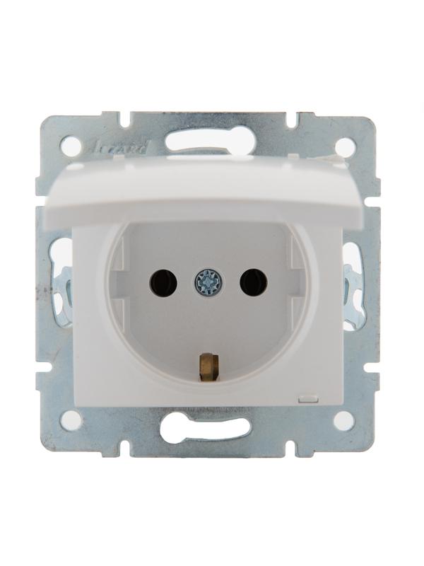 Розетка 1-м СП Karina с заземл. с крышкой керамика механизм жемчуж./бел. перламутр. LEZARD 707-3088-123