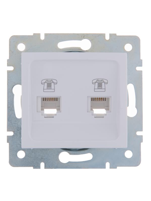 Розетка телефонная 2-м СП Karina RJ11 механизм бел. LEZARD 707-0288-138