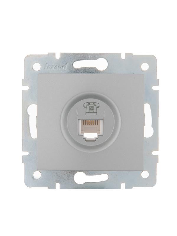 Розетка телефонная 1-м СП Karina RJ11 механизм матов. серебр. LEZARD 707-4388-137