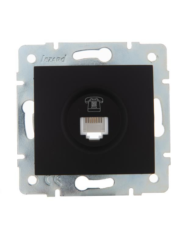 Розетка телефонная 1-м СП Karina RJ11 механизм черн. бархат LEZARD 707-4288-137