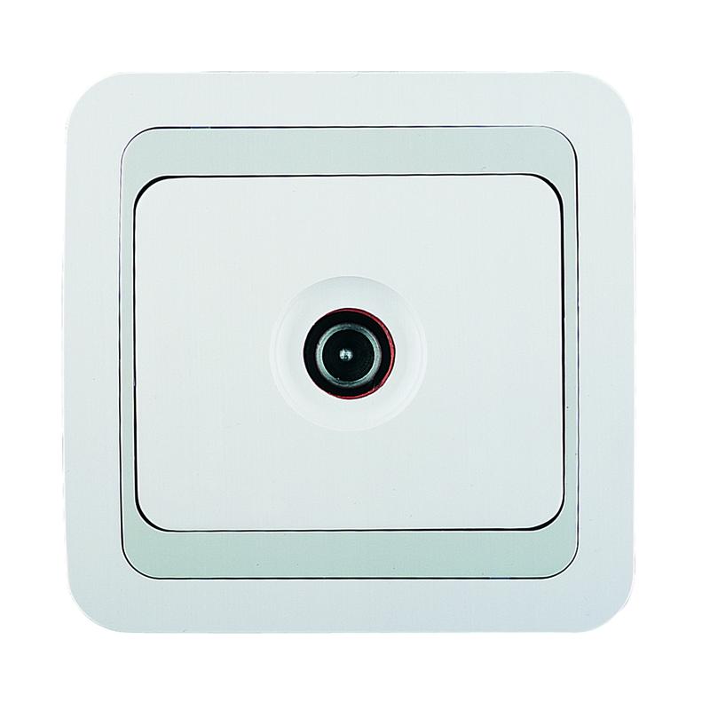 Розетка телевизионная проходная TV 1-м СП Mimoza бел./сер. Makel 12407