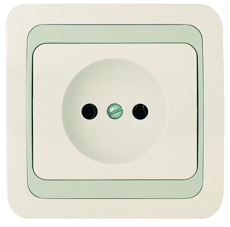 Розетка 1-м СП Mimoza 10А без заземл. бел./сер. Makel 12402