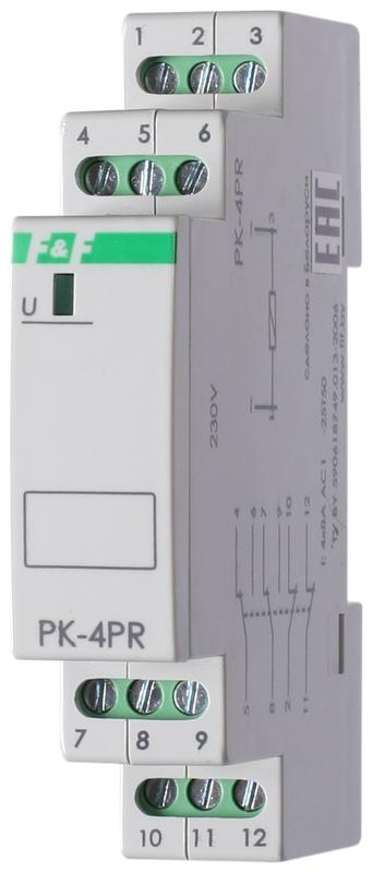 Реле промежуточное PK-4PR/110 (110В AC 1 модуль монтаж на DIN-рейке 4х8А 2NO/NC+2NO IP20) F&F EA06.001.017