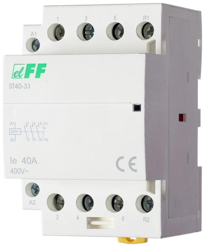 Контактор ST40-31 (3NO+1NC 6.4Вт 3 модуля монтаж на DIN-рейке 230В AC 40А IP20) F&F EA13.001.011