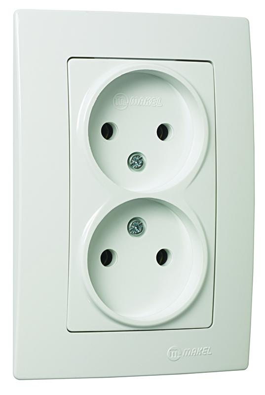 Розетка 2-м СП Lillium NaturalKare 16А 250В без заземл. бел. Makel 32001017