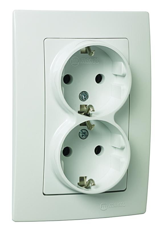Розетка 2-м с з/к Lillium Natural Kare с/у бел. 250В 16А Makel 32001082