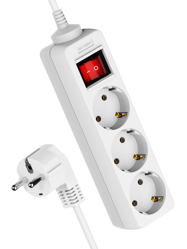 Удлинитель 3х3м с заземл. 10А IP20 ПВС 3х1 с выкл. КОСМОС YKsm3m-3g-Z-V(K)