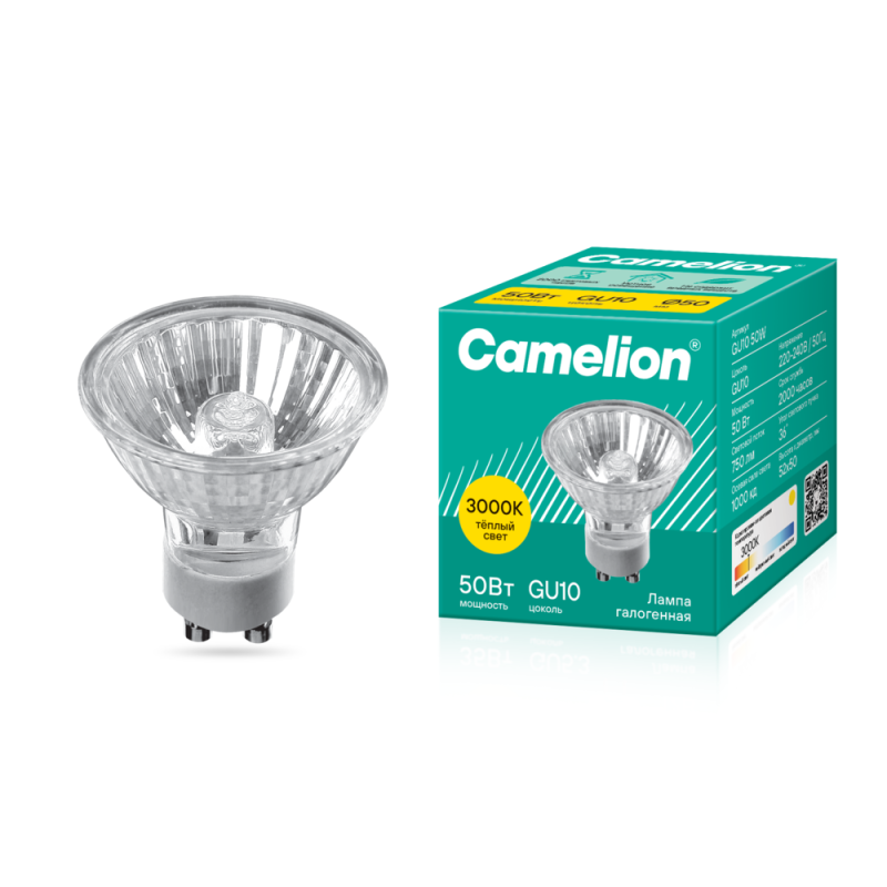Лампа галогенная JCDRC 220В 50Вт GU10 Camelion 5560