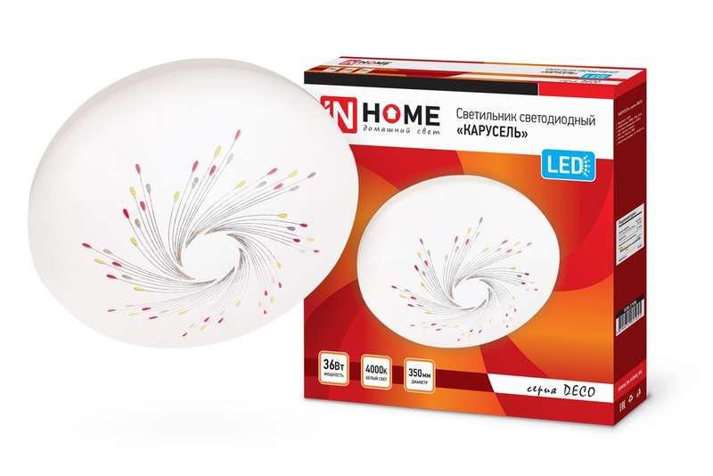 Светильник светодиодный DECO КАРУСЕЛЬ 36Вт 4000К 3240лм 230В 380х55мм IN HOME 4690612025025