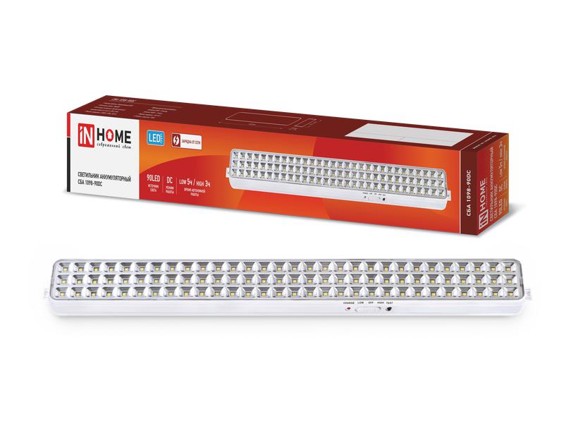 Светильник светодиодный СБА 1098-90DC 90 LED 2.2А.ч lithium battery DC аварийный IN HOME 4690612029535