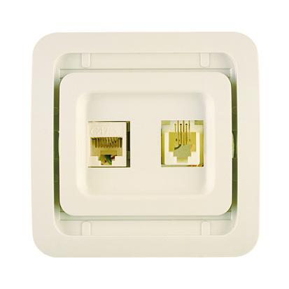 Розетка телефонная 2-м СП Mimoza TF без вставки евро стандарт крем. Makel 32034