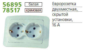 Розетка 2-м СП Sunny 16А IP20 с заземл. бел. POWERMAN 1151392