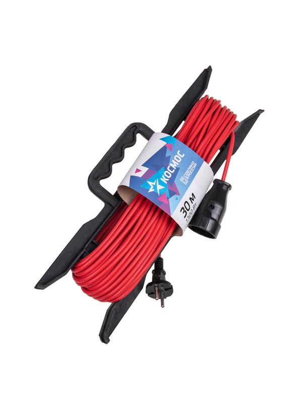 Удлинитель-шнур на рамке 1х30м 6А IP20 1.3кВт ПВС 2х0.75 КОСМОС YPKsm30m-1g(6A)