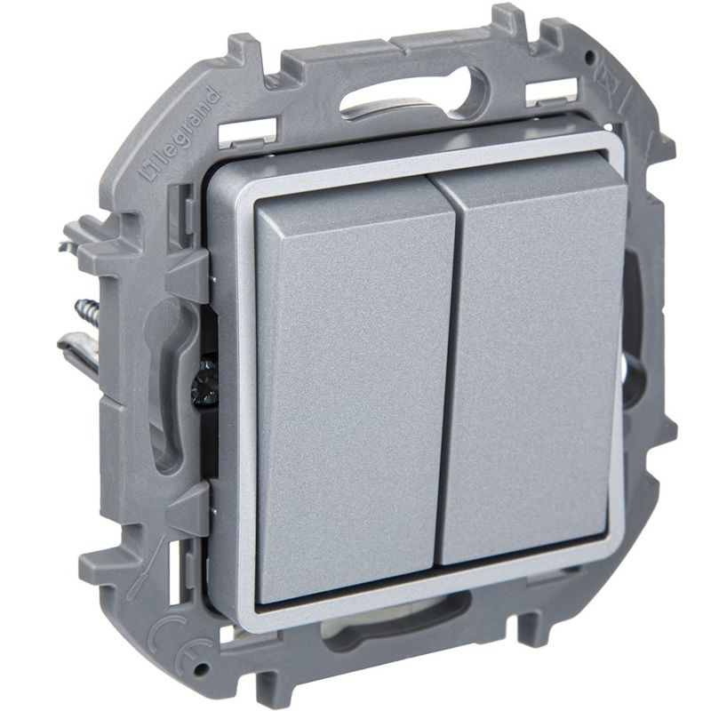Переключатель модульный 2-кл. Inspiria 250В 10AX алюм. IEK 673657