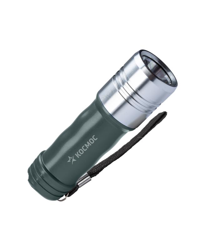 Фонарь ручной 3ВтLED 3xAAА корпус алюм. PC-ABS ремешок ручной КОСМОС KOS110B
