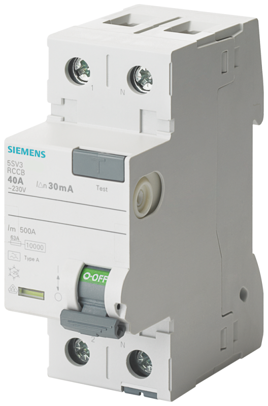 Выключатель диф. тока (УЗО) тип A 40А 1+N-п 30мА 230В 2мод. Siemens 5SV33146