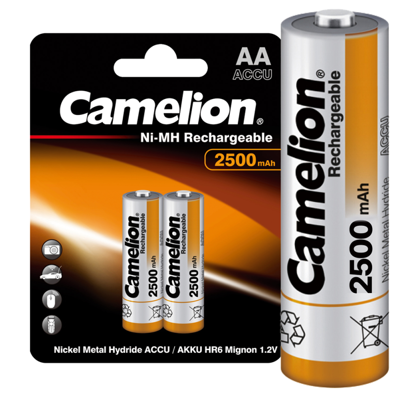 Аккумулятор AA/R6 2500мА.ч NI-MN BP-2 металлик (блист.2шт) Camelion 6107