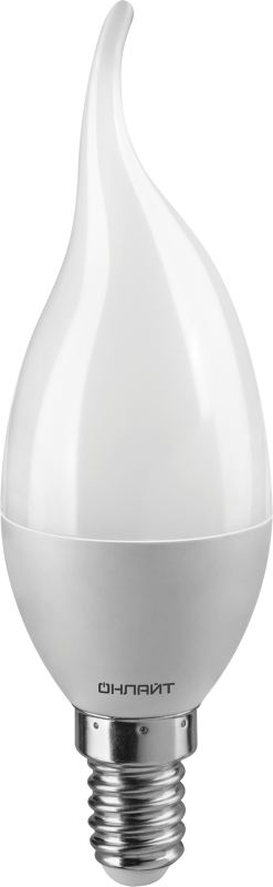 Лампа светодиодная 61 197 OLL-FC37-8-230-2.7K-E14-FR 8Вт свеча на ветру 2700К тепл. бел. E14 800лм 176-264В ОНЛАЙТ 61197