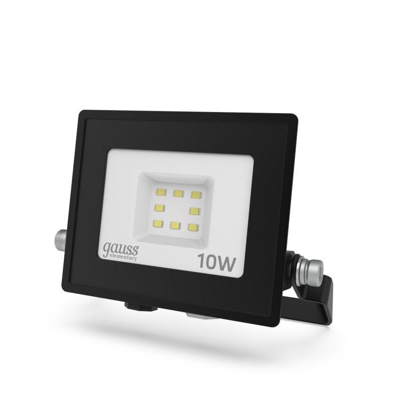 Прожектор светодиодный Elementary 10Вт 6500К IP65 850лм 200-240В ДО PROMO G2 черн. GAUSS 613100310P