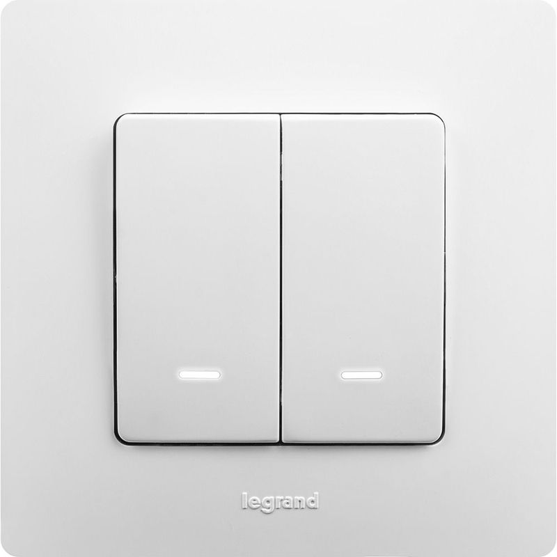 Выключатель 2-кл. СП Etika 10А IP20 250В 10AX с подсветкой/индикацией безвинтов. зажимы механизм бел. IEK 672204