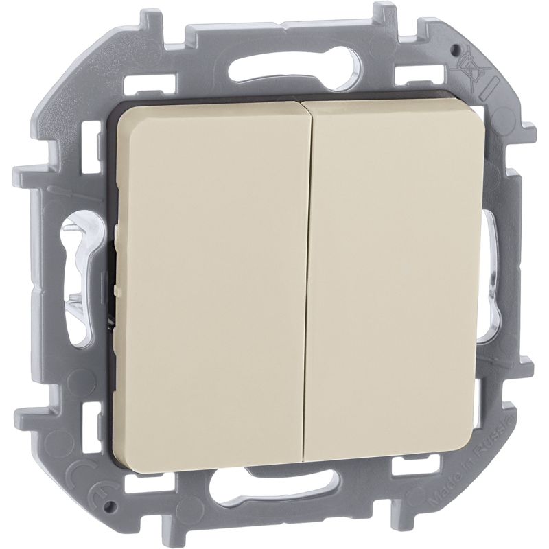 Выключатель 2-кл. Inspiria 10А IP20 250В 10AX механизм сл. кость IEK 673621