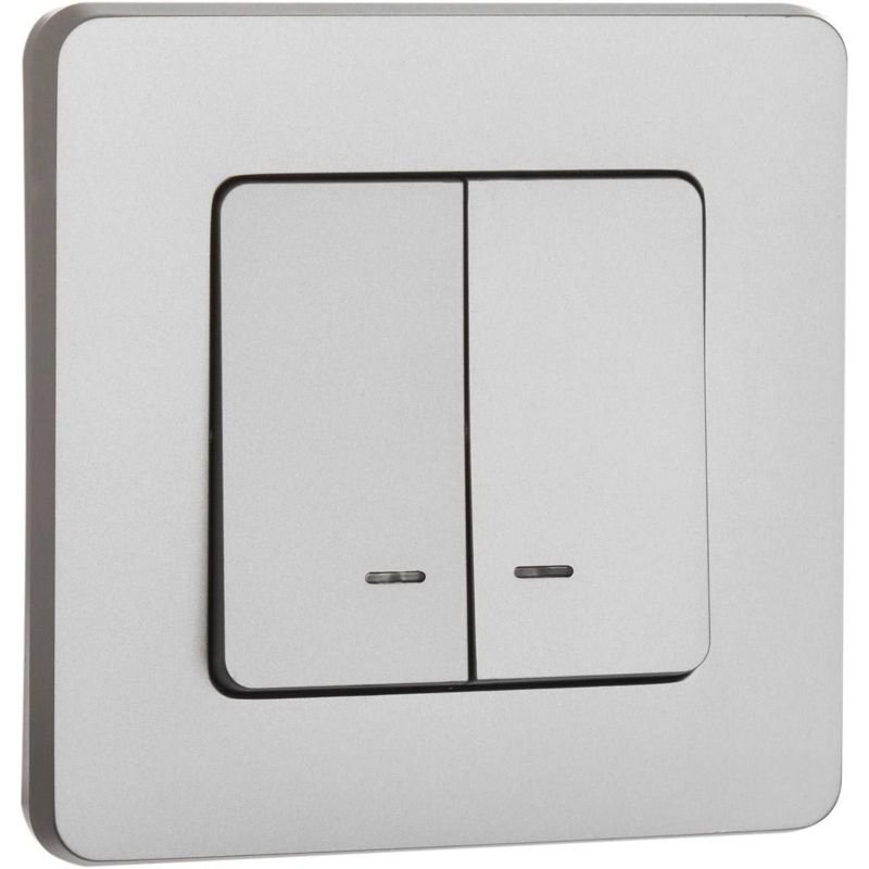 Выключатель 2-кл. Inspiria 10А IP20 250В 10AX с подсветкой/индикацией механизм алюм. IEK 673632