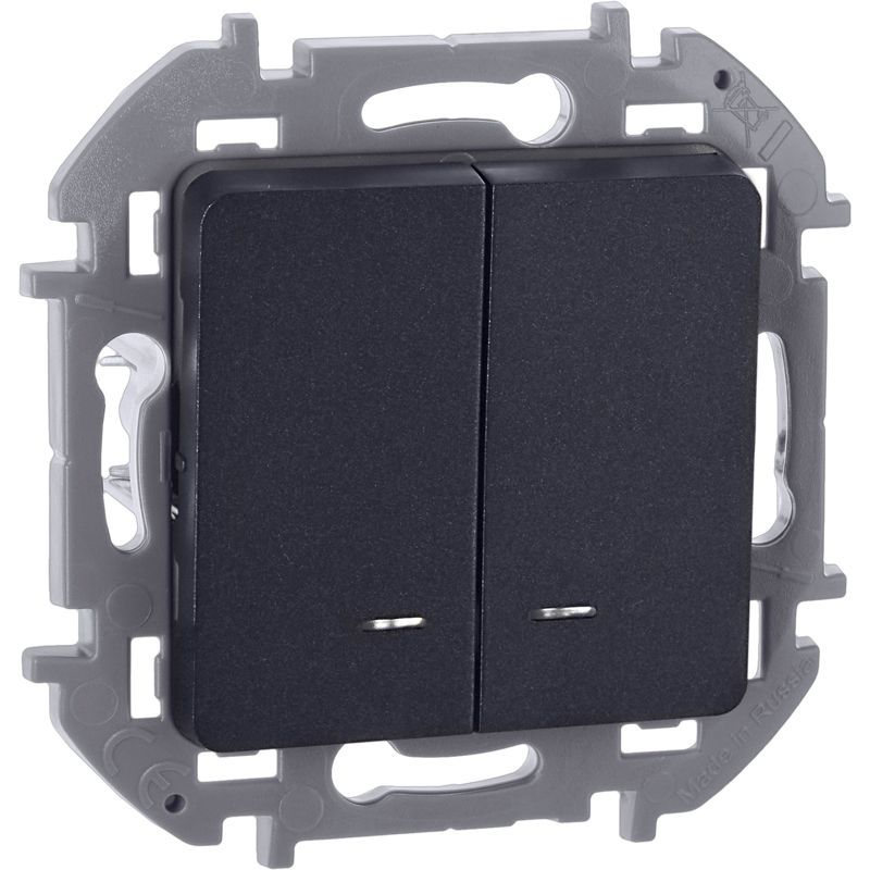 Выключатель 2-кл. Inspiria 10А IP20 250В 10AX с подсветкой/индикацией механизм антрацит IEK 673633