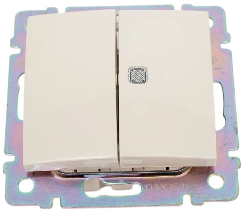 Выключатель 2-кл. СП Valena 10А IP31 с индикацией механизм сл. кость (DIY-упак.) IEK 695606