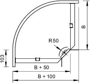 Угол для лотка горизонтальный 90град. 200х85 RB 90 820 FS OBO 7001789