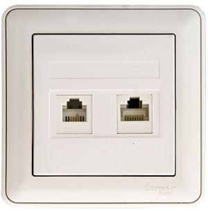 Розетка компьютерная + телефонная 2-м СП W59 RJ45 + RJ11 кат.5E 1А бел. SchE RSI-251TK5E-18 (РСИ-251ТК5Е-18)