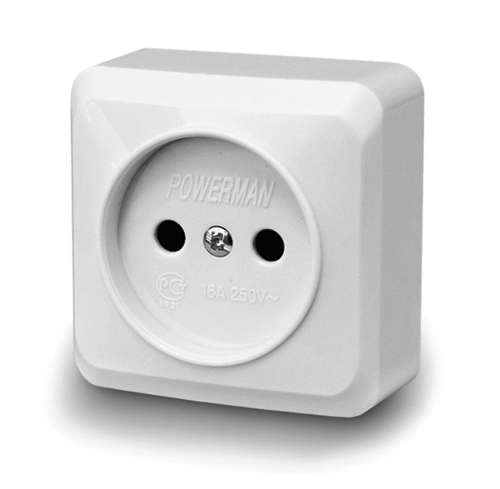 Розетка 1-м ОП Fazenda 16А IP20 без заземл. бел. POWERMAN 1162259