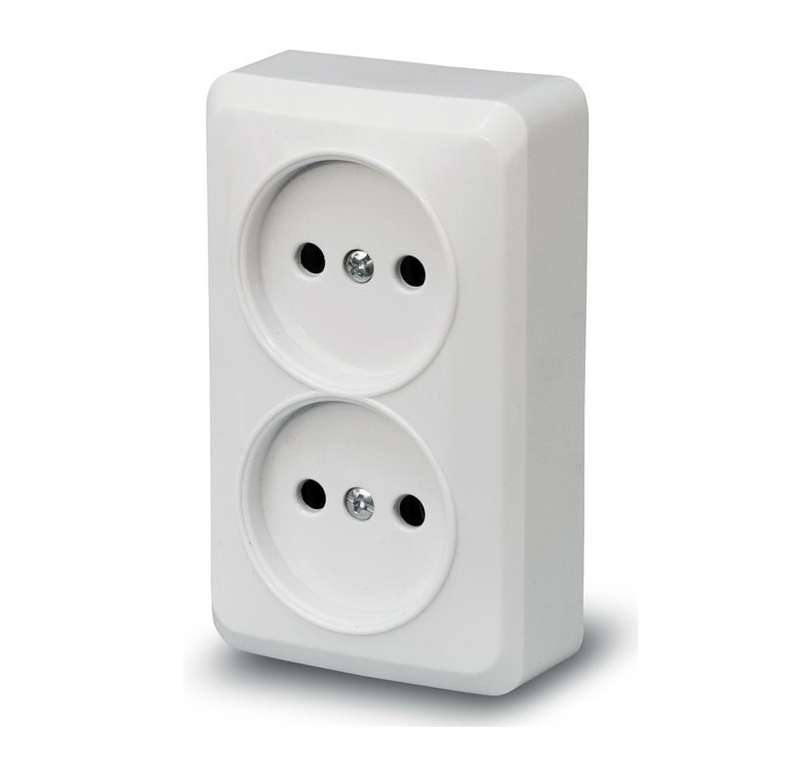 Розетка 2-м ОП Fazenda 16А IP20 без заземл. бел. POWERMAN 1162265