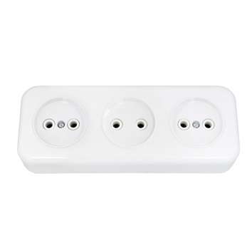 Розетка 3-м ОП 16А IP20 без заземл. бел. Bylectrica РА16-244