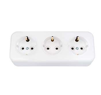 Розетка 3-м ОП 16А IP20 с заземл. бел. Bylectrica РА16-243