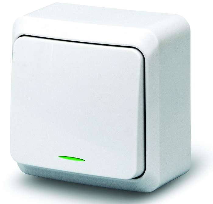 Выключатель 1-кл. ОП Fazenda 10А IP20 с индикацией бел. POWERMAN 1162252