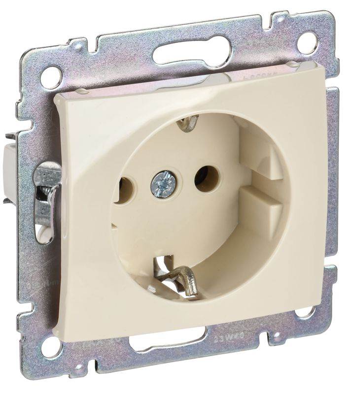 Розетка 1-м СП Valena 16А IP21 2P+E с заземл. защ. шторки немецк. стандарт механизм сл. кость (DIY-упак.) IEK 695613