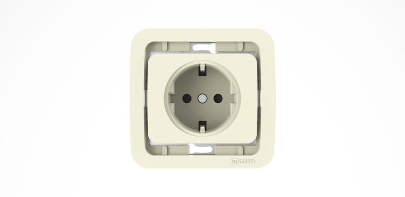 Розетка 1-м СП Mimoza 10А с заземл. без вставки бакелит крем. Makel 32028