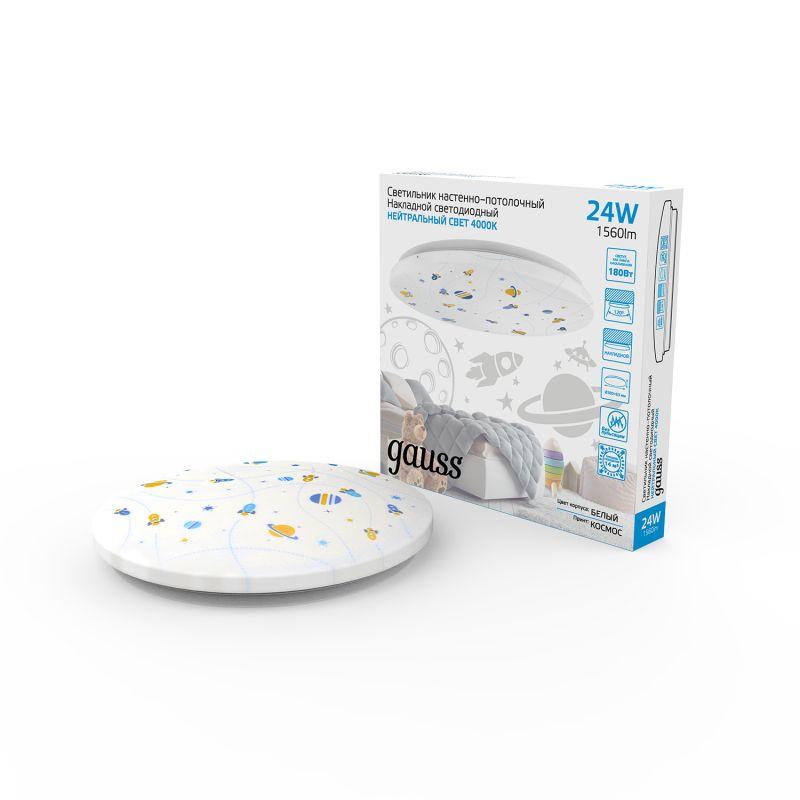 Светильник светодиодный 380х63 24Вт 4000К IP20 1560Лм круг (космос) настенно-потолочный накладной GAUSS 941411224R