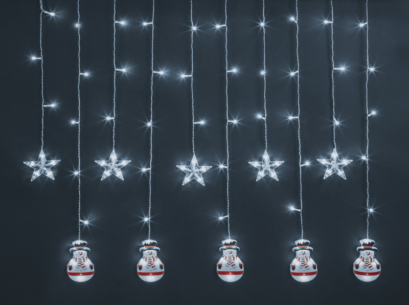 Гирлянда светодиодная "Бахрома" "Звезды и снеговики" 95 025 NGF-D037-02 3х0.6м CW IP20 Navigator 95025