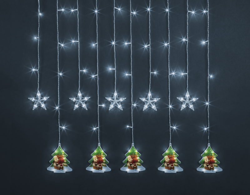 Гирлянда светодиодная "Бахрома" "Звезды и елки" 95 028 NGF-D037-05 3х0.6м CW IP20 Navigator 95028