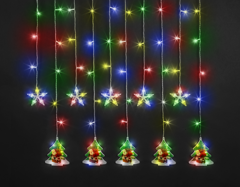 Гирлянда светодиодная "Бахрома" "Звезды и елки" 95 029 NGF-D037-06 3х0.6м RGBY IP20 Navigator 95029