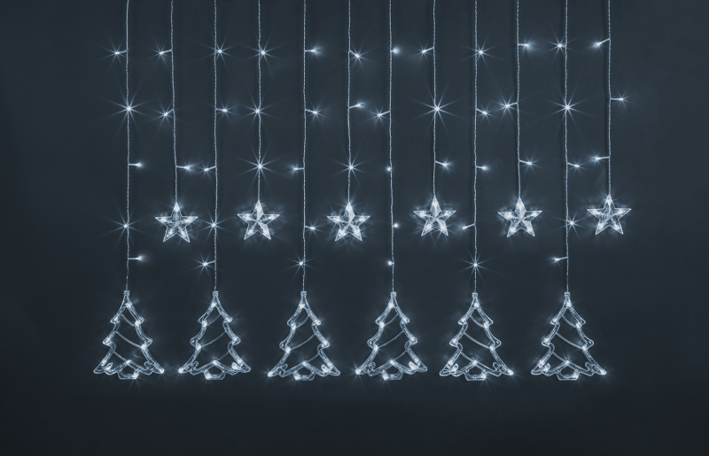 Гирлянда светодиодная "Бахрома" "Звезды и елочки" 95 124 NGF-D033-02 2.5х1м CW IP20 Navigator 95124