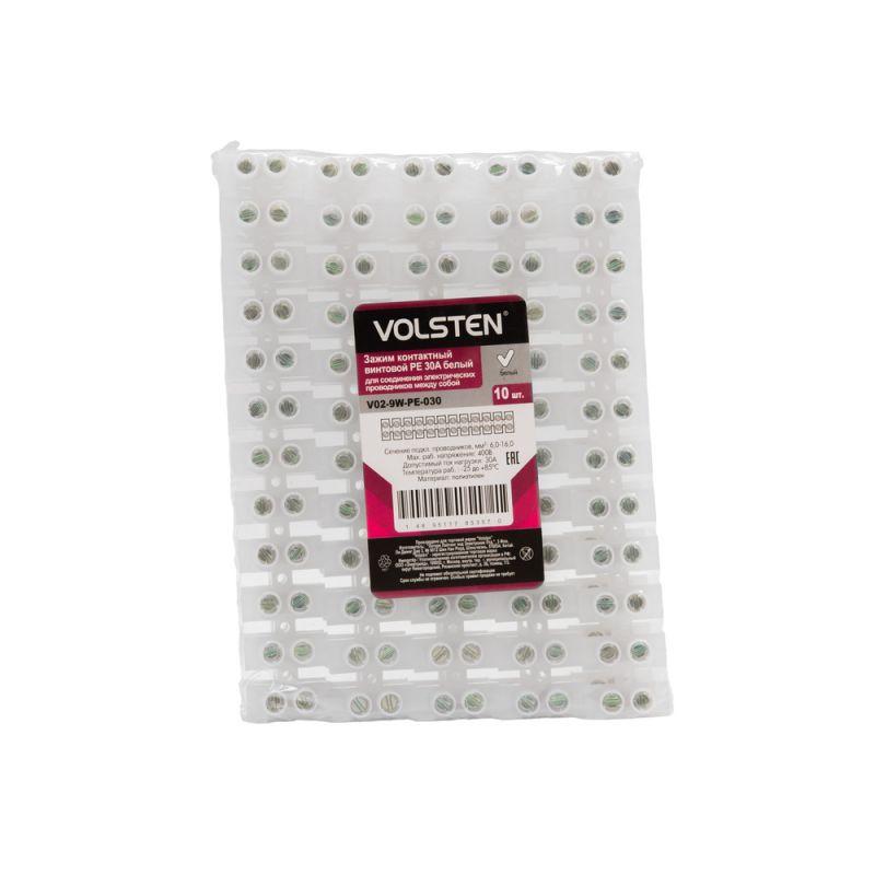 Зажим контактный винтовой V02-9W-РЕ-030 РЕ 30А 6.0-16кв.мм бел. Volsten 9737