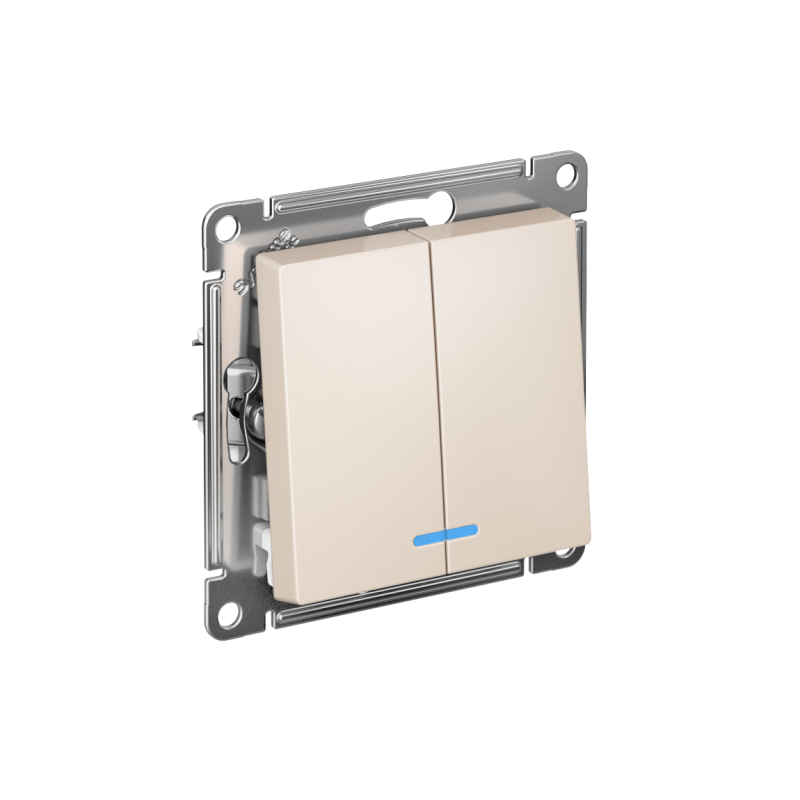 Выключатель 2-кл. AtlasDesign (сх. 5а) 10AX с подсветкой быстрозажим. клем. механизм беж. SE ATN000253S