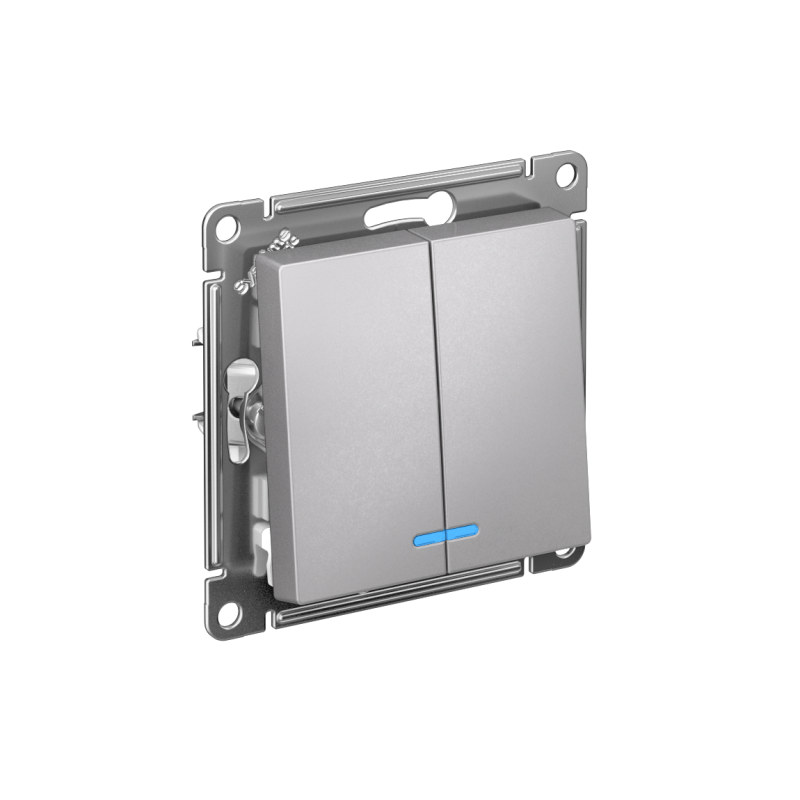 Выключатель 2-кл. СП AtlasDesign 10А IP20 (сх. 5а) 10AX с подсветкой механизм алюм. SE ATN000353