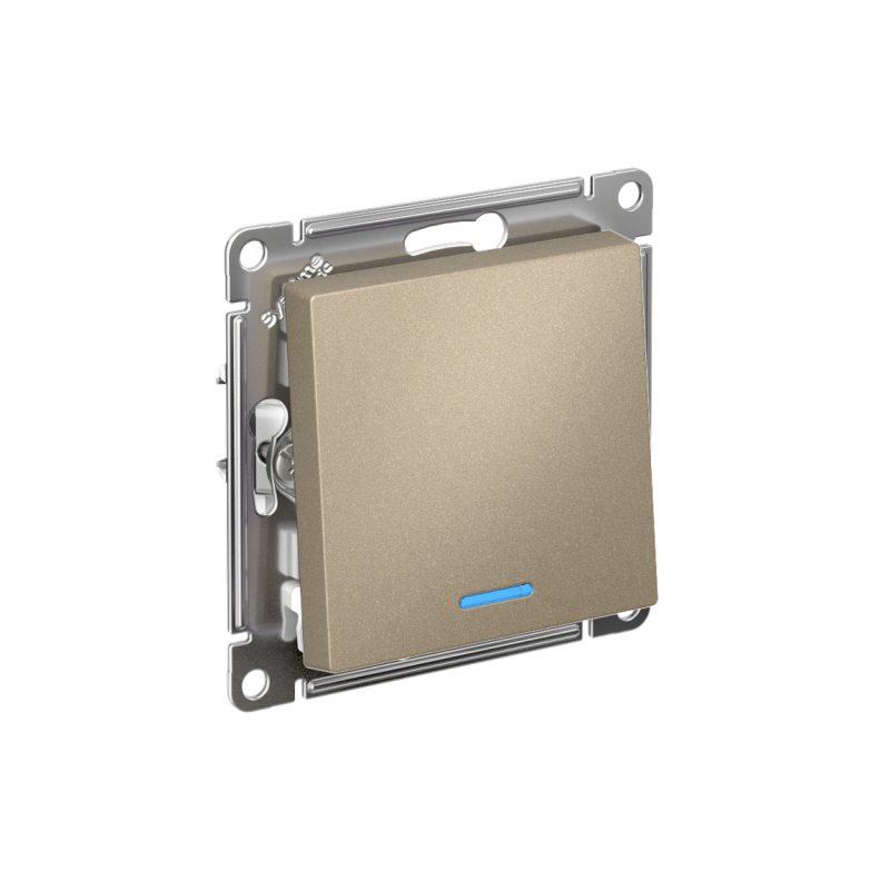 Выключатель 1-кл. СП AtlasDesign 10А IP20 (сх. 1а) 10AX с подсветкой механизм шампань SE ATN000513