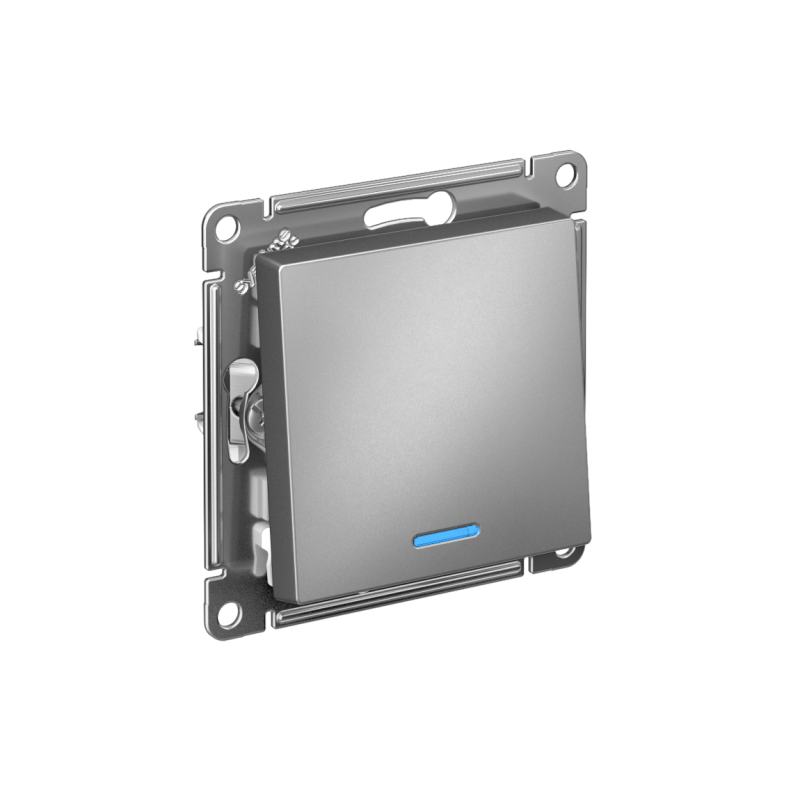 Выключатель 1-кл. AtlasDesign (сх. 1а) 10AX с подсветкой быстрозажим. клем. механизм сталь SE ATN000913S