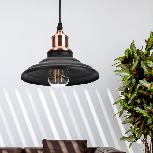 Светильник подвесной PL4 BK/RC макс. 60Вт E27 d203мм металл шагрень черн. медь ЭРА Б0037438