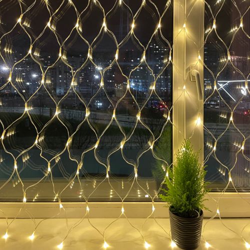 Гирлянда светодиодная "Сеть" 1.2мх1.5м 144LED 24В IP44 тепл. свет( без трансформатора Б0041911) ЭРА Б0041909